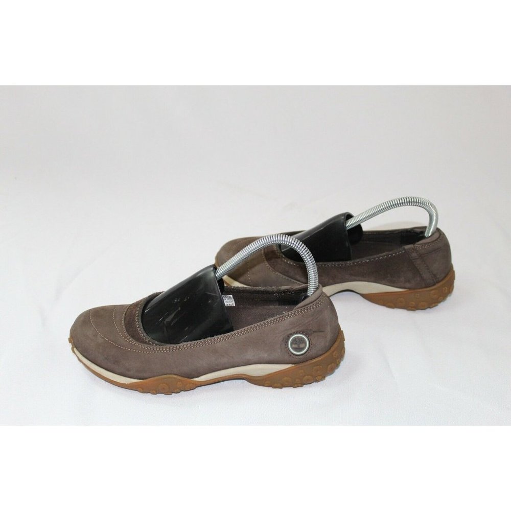 Timberland Women's Brown Nubuck Leather Slip On Flat Loafers Sz 7.5m